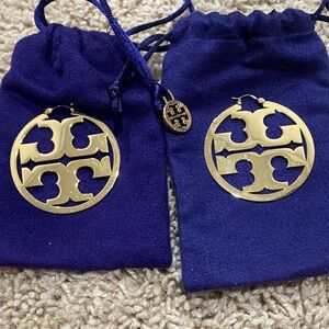 Tory Burch Gold Logo Pendant Earrings